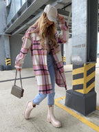 Plaid Collared Neck Longline Shirt (3)