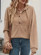 Button-front Drawstring Hoodie (3)