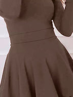 V-neck Long Sleeve Layered Ruffle Mini Dress (12)