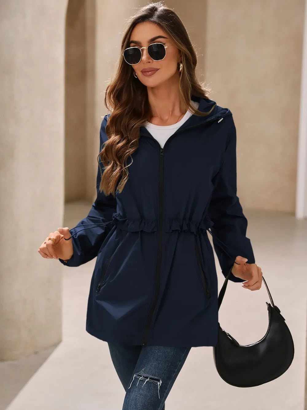 Outdoor Waterproof Long Sleeve Hooded Windbreaker (5)