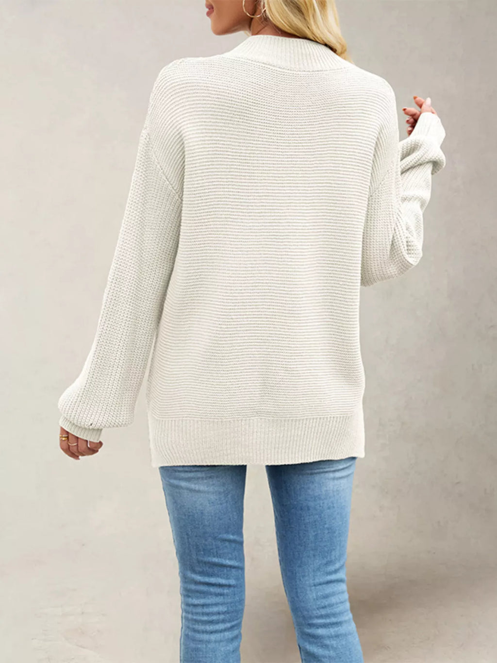 Ribbed Mock Neck Drop Shoulder Sweater (2)