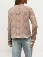 Hollow-out Knit Button-down Cardigan (7)