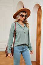 Half-button Dropped Shoulder Hoodie (22)
