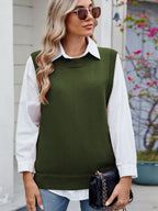 Buttoned Round Neck Sweater Vest (6)