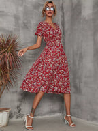Printed Short Sleeve Midi Dress (14)