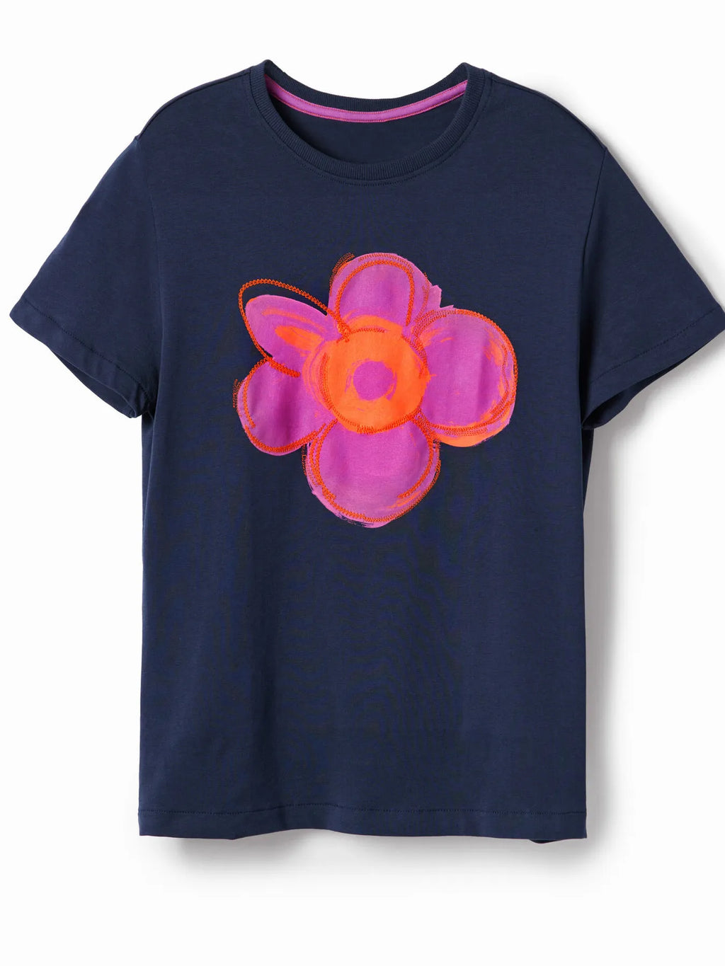 Flower Graphic Round Neck T-shirt (7)