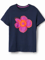 Flower Graphic Round Neck T-shirt (7)