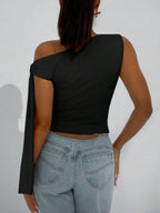 One-shoulder Tie Detail Top (4)