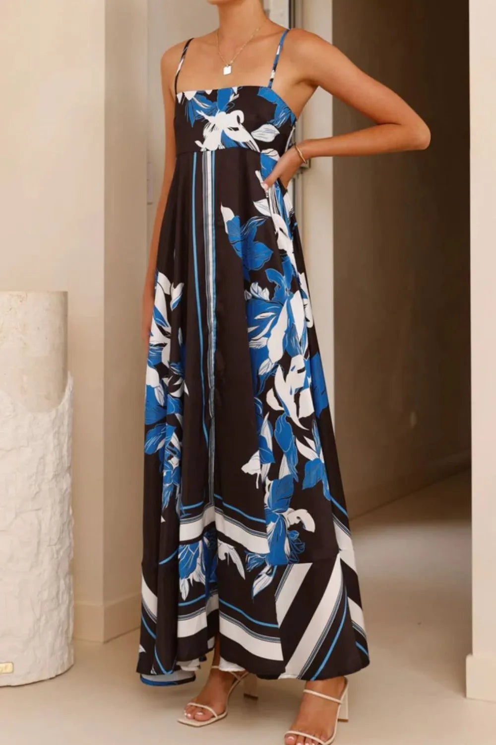 Printed Square Neck Cami Maxi Dress (3)
