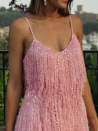 Fringe Feather Hem Mini Dress (3)