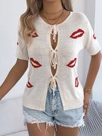 Lips Tie Front Knit Cardigan (7)