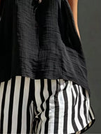 Round Neck Tank Striped Shorts Set (2)