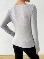 Cowl Neck Ribbed Long Sleeve Sweater (4)