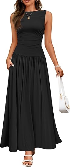 Sleeveless Maxi Pleated Dress variant CJLY231396602BY|CJLY231396603CX|CJLY231396604DW|CJLY231396605EV