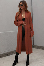 Waffle Knit Open Front Duster Cardigan Pockets (5)