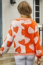 Printed V-neck Button-down Long Sleeve Cardigan (10)