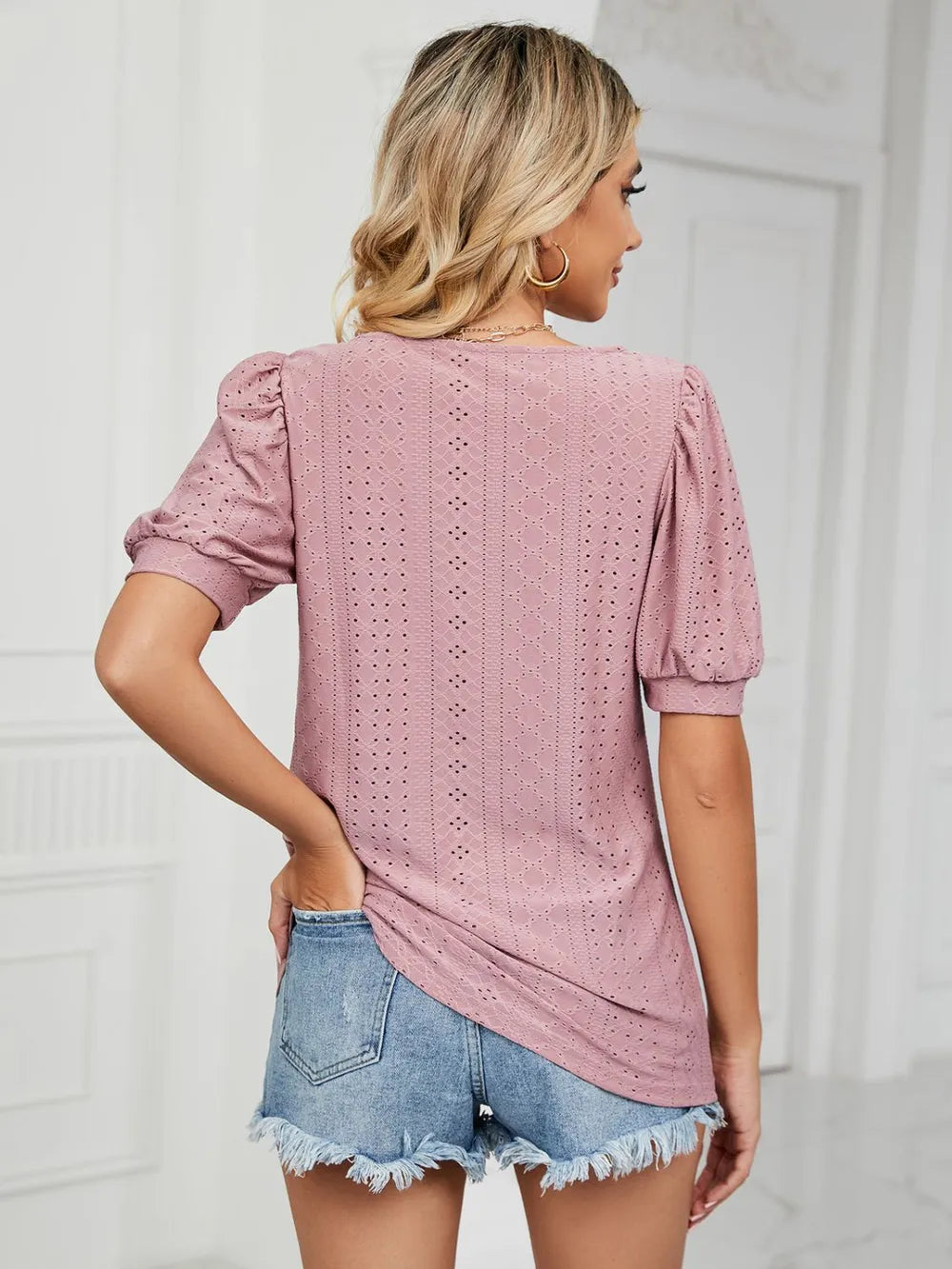 Ruched Notched Long Sleeve T-shirt (15)