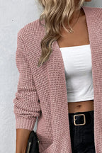 Rib-knit Open Front Pocketed Cardigan (17)