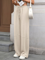 Drawstring High Waist Wide Leg Casual Pants (6)