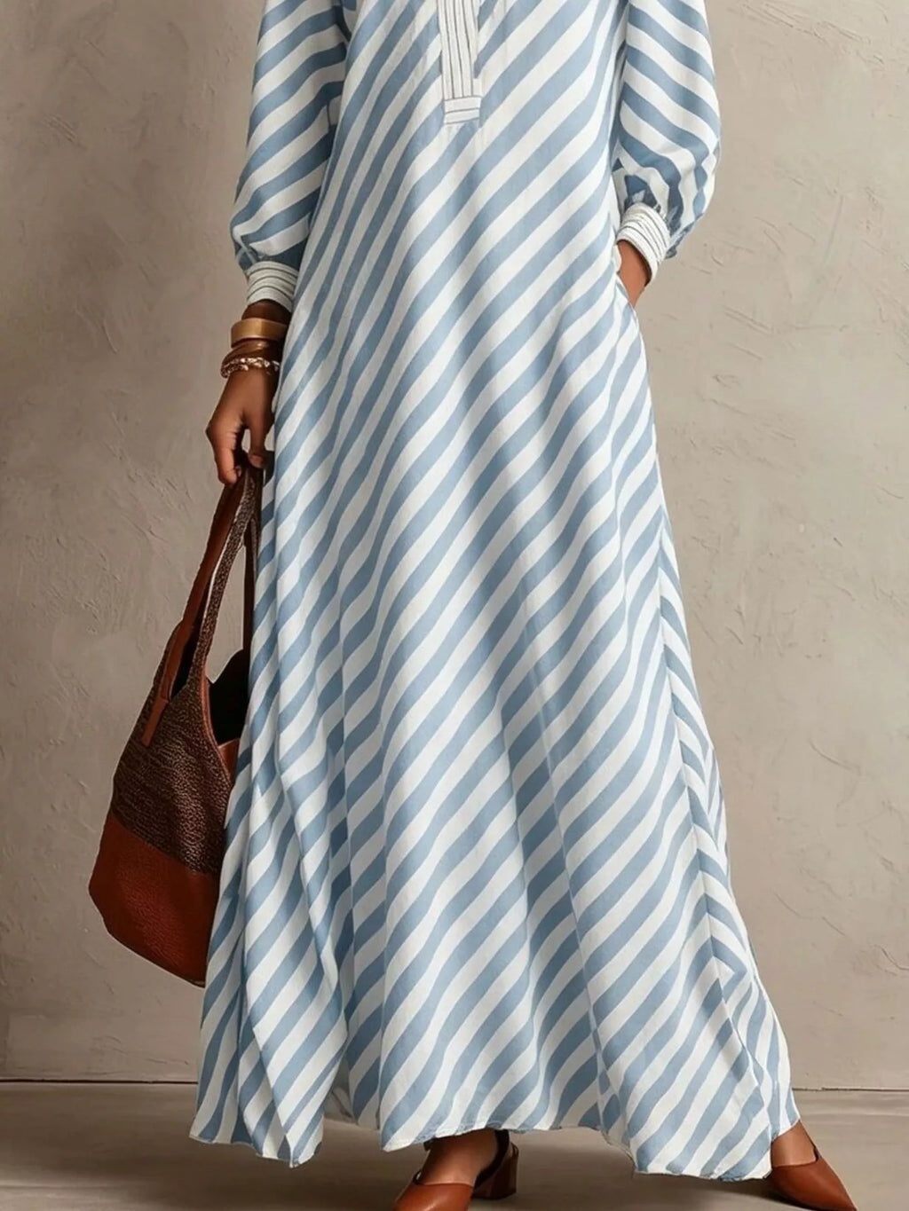 Striped Long Sleeves Maxi Dress (12)