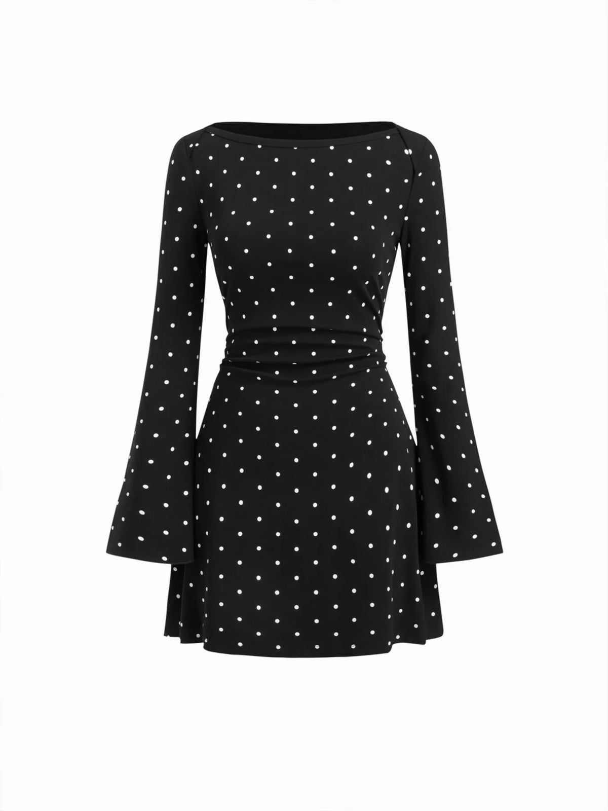 Polka Dot Flare Sleeve Mini Dress (6)