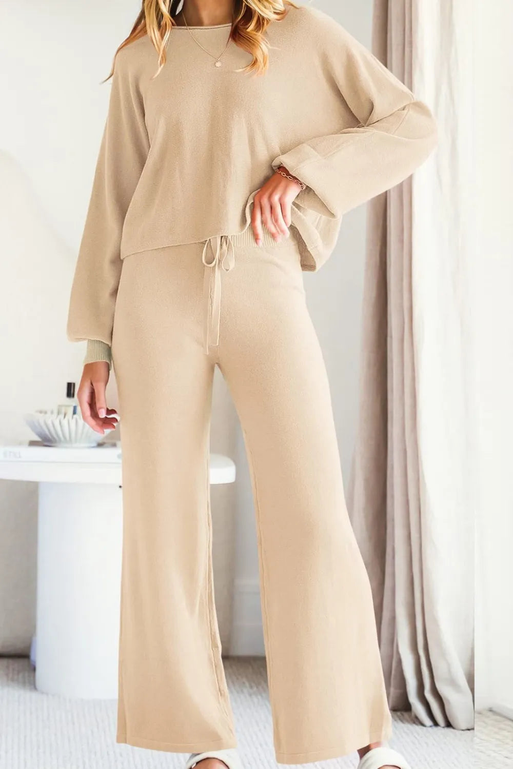 Round Neck Long Sleeve Top Pants Set (20)