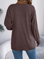 Openwork Open-front Long Sleeve Cardigan (8)