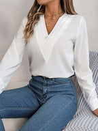 V-neck Long Sleeve Blouse (4)