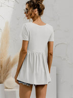 V-neck Short Sleeve Babydoll Top (8)