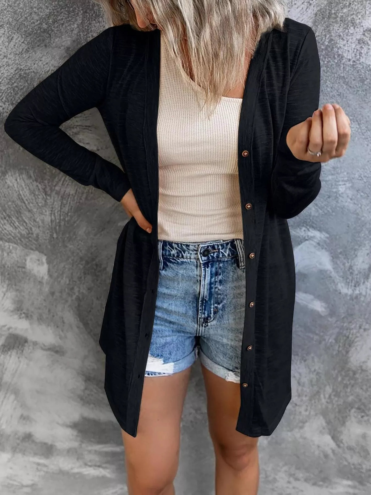 Full Size Lightweight Button-up Cardigan Plus (9)