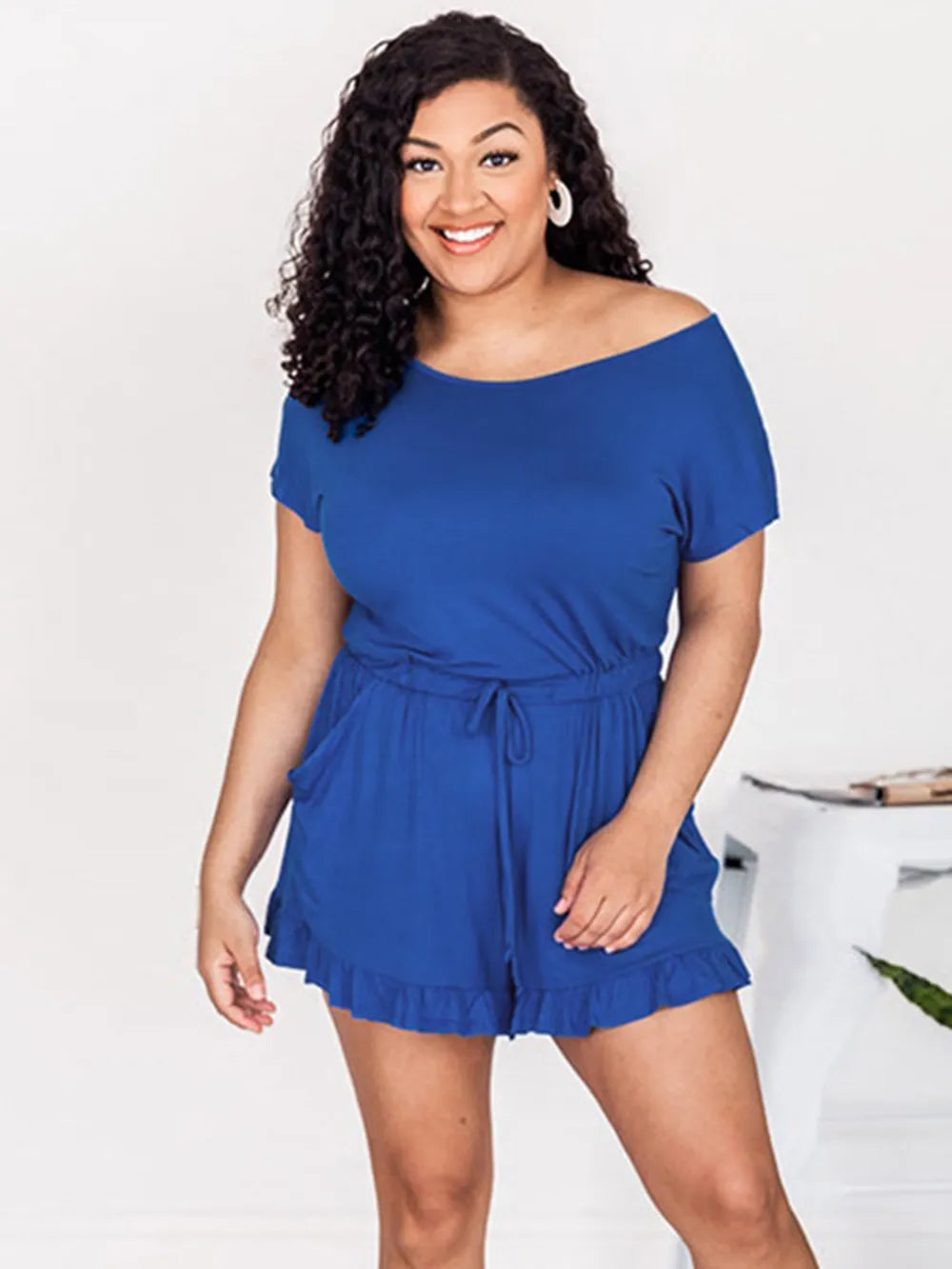 Ruffled Boat Neck Short Sleeve Romper (5)