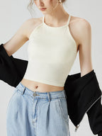 Grecian Neck Cropped Tank Chest Pads (8)