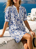 Notched Puff Sleeve Mini Dress (10)