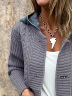 Full Size Hooded Cable Knit Longline Cardigan Plus (4)