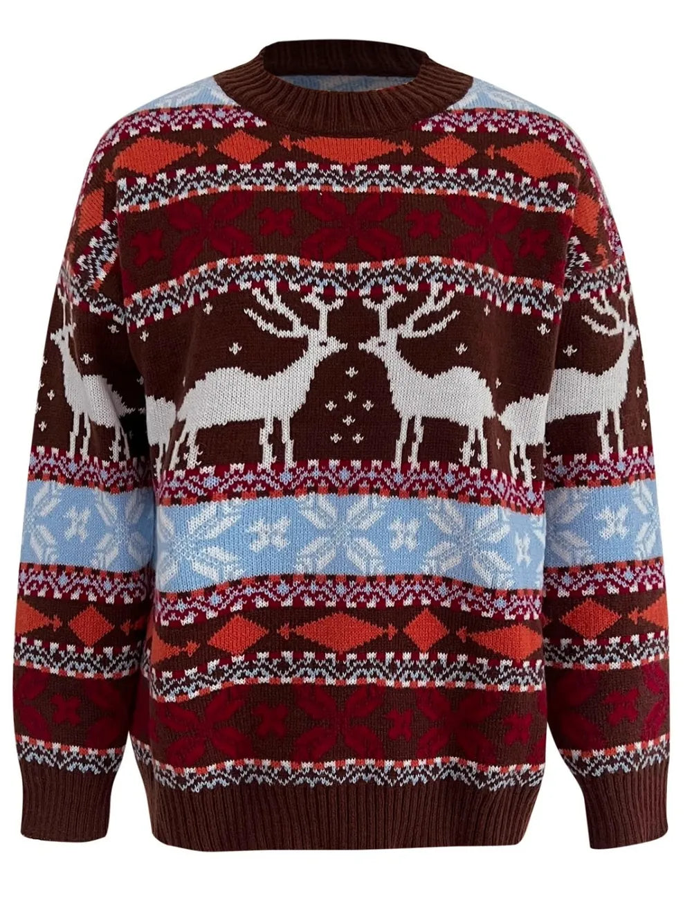 Geometric Round Neck Dropped Shoulder Sweater (11)