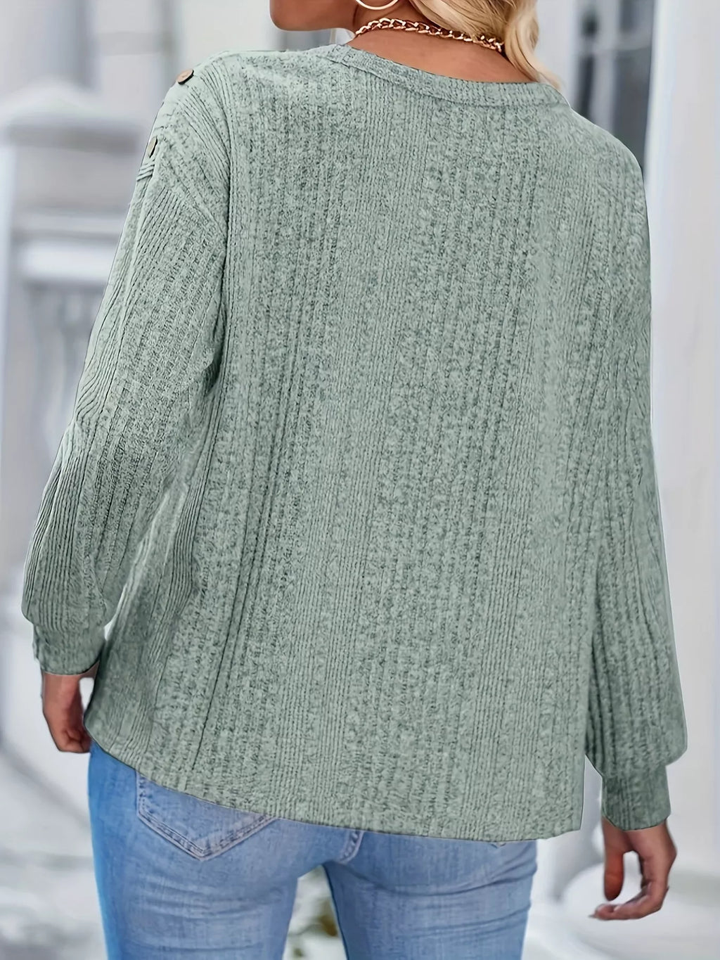 Boat Neck Ribbed Knit T-shirt (6)