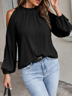 Cold Shoulder Frill Neck Blouse (14)