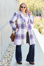 Full Size Plaid Button Up Lapel Collar Coat (35)