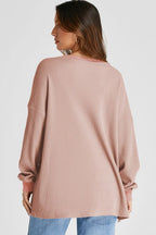 Waffle-knit Long Sleeve Sweatshirt (21)