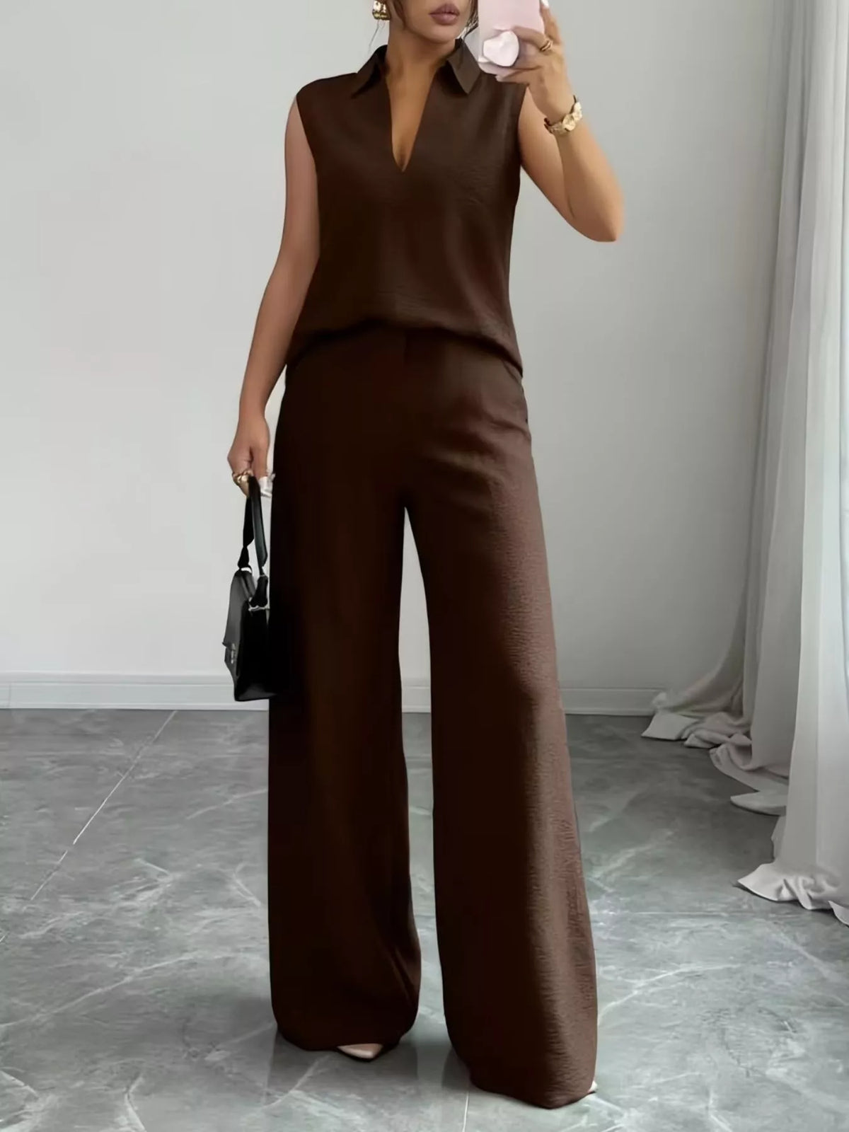 Sleeveless Top Wide Leg Pants Set