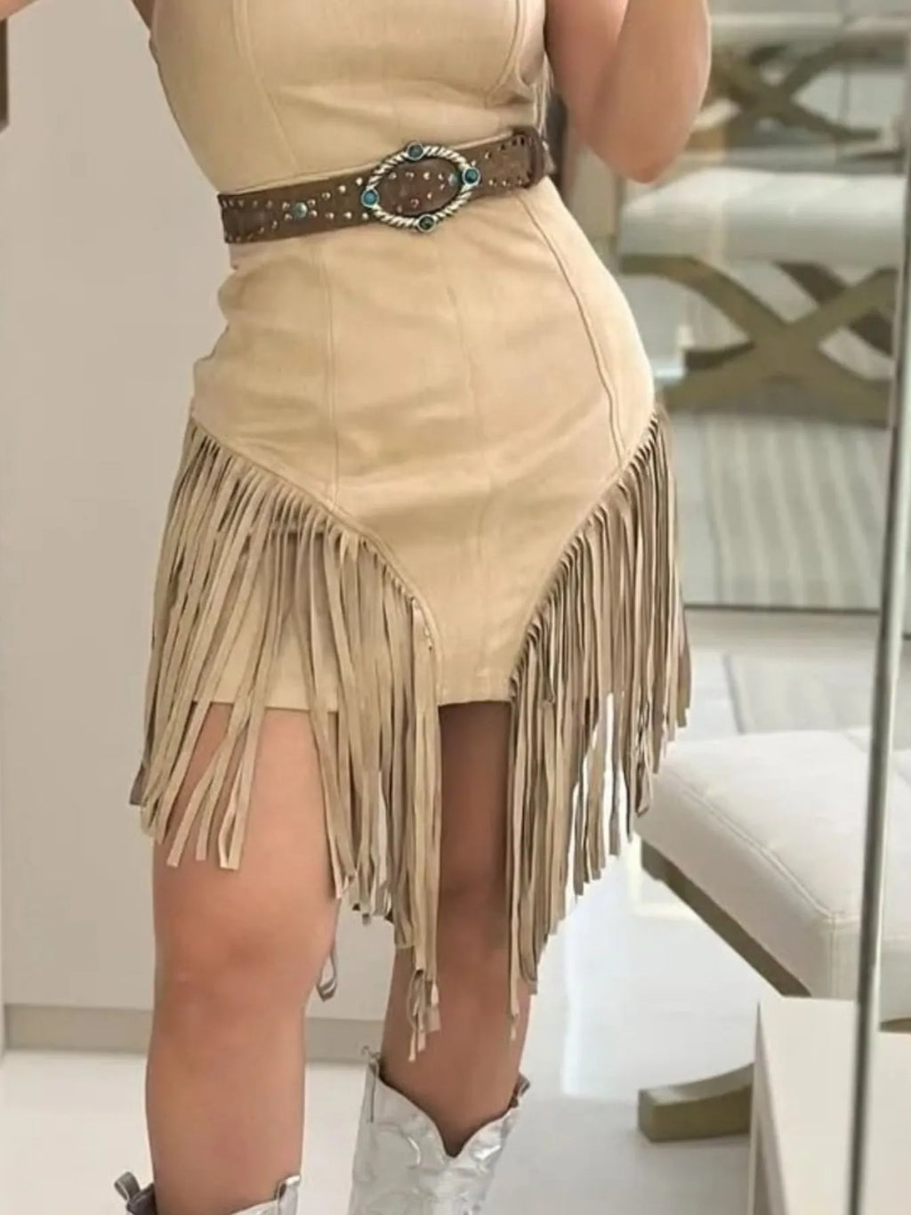 Fringe Square Neck Bodycon Mini Dress (5)