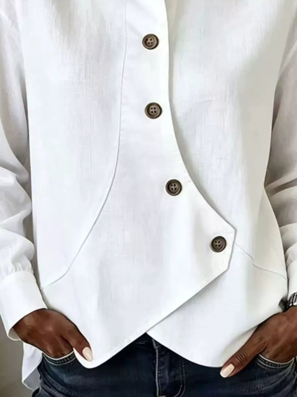 Full Size Asymmetrical Button Down Shirt Plus (3)