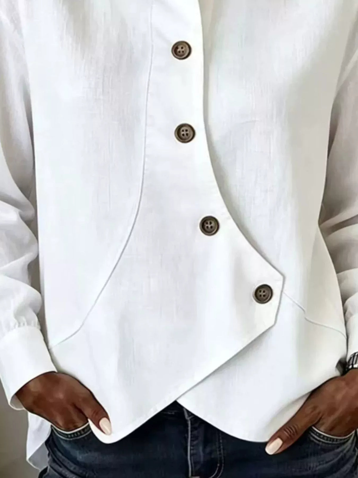 Full Size Asymmetrical Button Down Shirt Plus (3)
