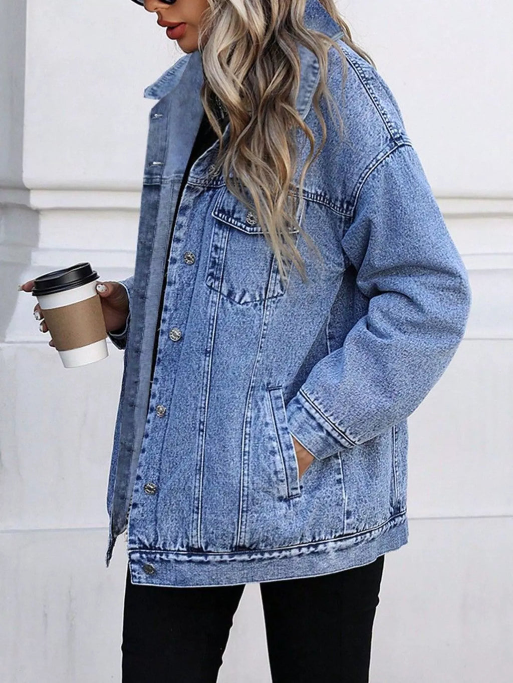Washed Button Up Oversized Denim Jacket (4)