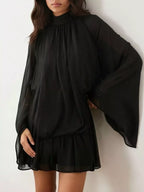 Tie Back Flare Sleeve Mini Dress (3)