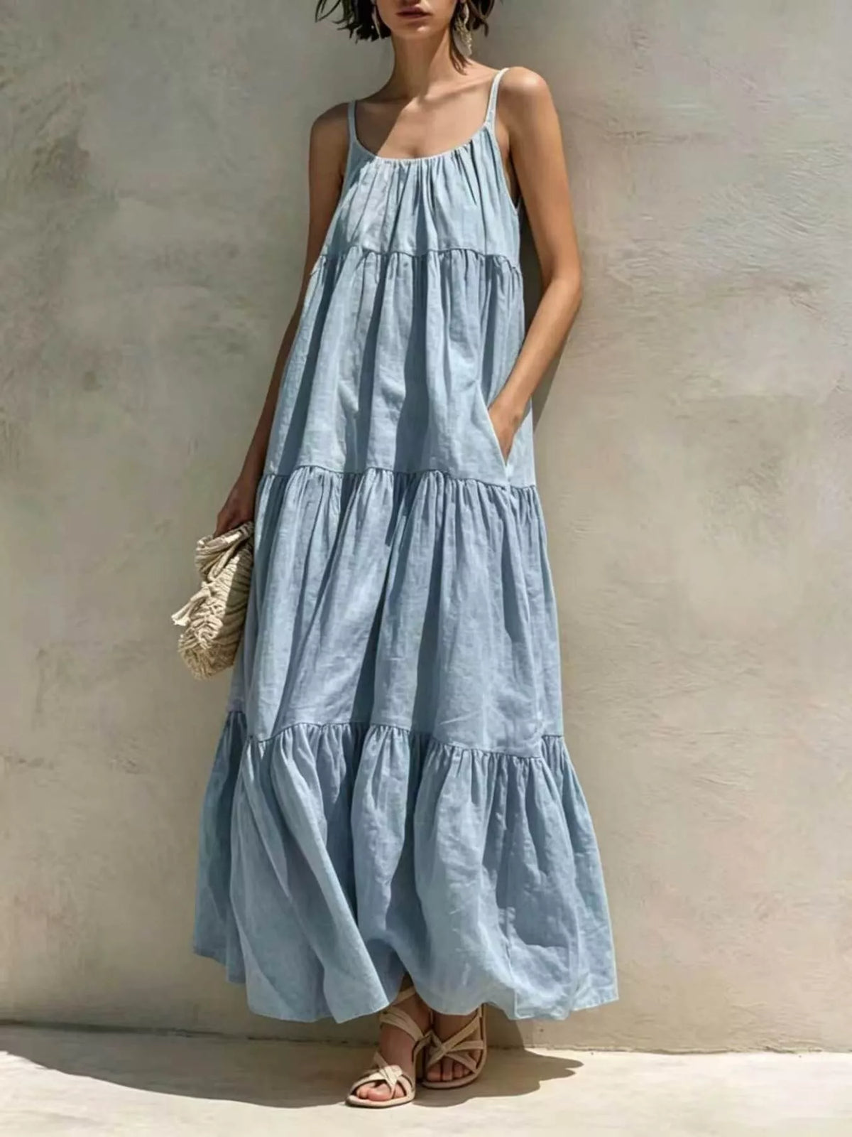 Tiered Scoop Neck Maxi Dress (4)