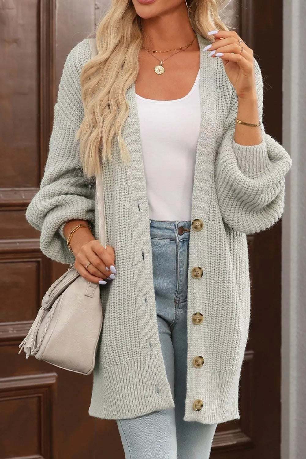 Chunky Knit Button-down Cardigan (14)