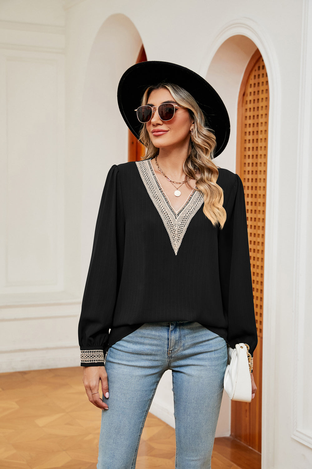 Contrast Puff Sleeve Blouse (11)