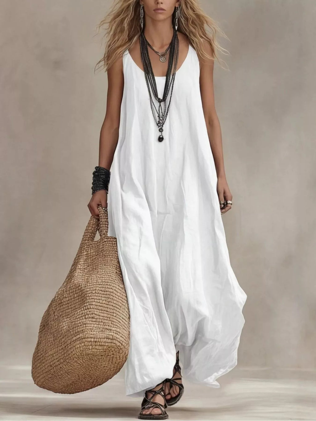 Full Size Scoop Neck Sleeveless Maxi Dress Plus