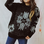 Snowflake Pattern Long Sleeve Sweater (10)
